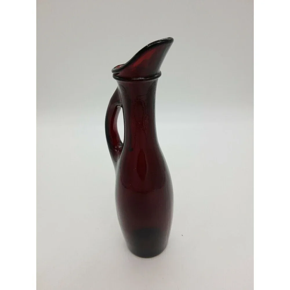 Anchor Hocking vintage ruby red cruet bud vase glass pitcher
